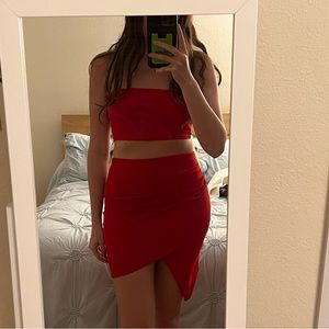 Nastygal Red Coord Skirt Set